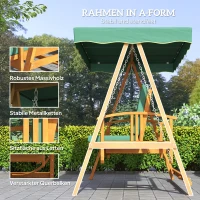 Outsunny Hollywoodschommel met zonnekap echt houten tuinschommel Schommelbank Schommel met ligfunctie van larikshout voor 3 personen(m-6)