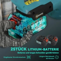 Outsunny Elektryczne Nożyce do Żywopłotu z Akumulatorem, 51cm Długość Cięcia, Silnik Bezszczotkowy, 2 Baterie, Bezprzewodowe, Metal, do Gałęzi, Krzewów, Niebieskie(m-5)