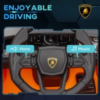 AIYAPLAY Lamborghini Revuelto Licensed Kids Electric Car with Butterfly Doors, 12V Ride on Car with Training Wheels, Suspension, Remote Control, LED Lights Music Horn, for 3-5 Years Orange(m-7)