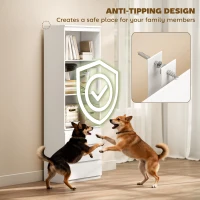 HOMCOM 180cm Tall Bookcase, with Shelves and Drawers - White(m-5)