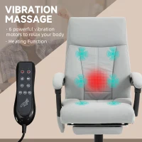 Vinsetto Fotel Biurowy z Funkcją Masażu, Ergonomiczne Krzesło Biurkowe z Funkcją Leżenia, Ogrzewanie Lędźwiowe, Regulowana Wysokość Komputerowego Krzesła z Podnóżkiem, Obrotowe, Szary(m-4)