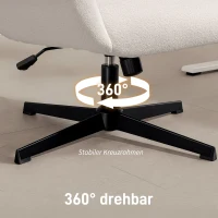 Ergonomiczny krzesło biurowe HOMCOM z aksamitnym wykończeniem, wysokim oparciem, regulowaną wysokością i funkcją bujania, tapicerowane krzesło do sypialni, gabinetu, kremowe(m-9)