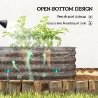 Outsunny Podwyższony ogródek metalowy, skrzynia na rośliny, warzywnik, kwietnik DIY z otwartym dnem, ziołowy ogródek do ogrodu, balkonu, srebrny 195 x 62 x 30 cm(m-5)