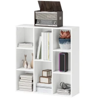 HOMCOM 3 Tier Bookshelf, Modern Cube Bookcase with 8 Open Storage Compartments, Freestanding Display Storage Unit for Living Room, Bedroom, Study, White(m-10)