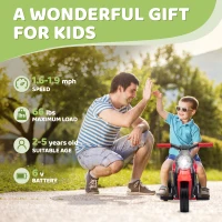 AIYAPLAY Elektryczny Motocykl dla Dzieci, 6V Motocykl dla Dzieci z Muzyką i Bąbelkami, Pojazd z Reflektorem, 2,5-3 km/h, 2-5 lat, max. 30 kg, Czerwony(m-7)