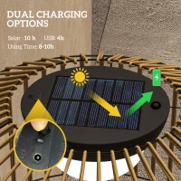 Outsunny Solarne oświetlenie drogowe, Zasilana przez USB Lampa ogrodowa LED z czujnikiem światła, Półka, Oświetlenie ogrodowe, Wodoszczelne IP44, do Balkonu, Tarasu, Metal, Brązowe(m-4)