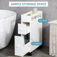 Szafka łazienkowa z kółkami, szuflady, biała, do wnęki(m-4)