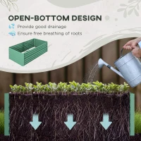 Outsunny Raised Beds for Garden, Galvanised Steel Outdoor Planters with Multi-reinforced Rods, 180 x 90 x 59 cm, Light Green(m-4)