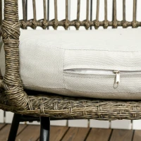 Outsunny zestaw mebli ogrodowych 5-częściowy Zestaw sofy rattanowej z poduszkami, zestaw do siedzenia z 2 fotelami, 2 stoliki kawowe, 1 sofa dwuosobowa, dla 4 osób, aluminium, brązowy(m-7)