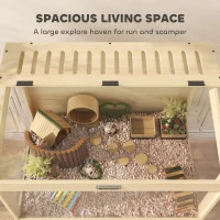 PawHut Hamster Cage, Elevated Design Rat Cage with Openable Top & Transparent Acrylic Windows, Storage Board, for Dwarf Hamster, Gerbil, Natural Wood(m-4)