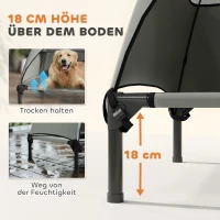 PawHut Elevated Dog Bed with Removable Canopy, Pet Bed with Storage Bag for Indoor Outdoor, for Large Dogs, 106 x 76 x 99 cm, Light Grey(m-5)