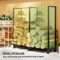 Regal na drewno kominkowe 123x32x115 cm, stal, 2 sekcje(m-4)