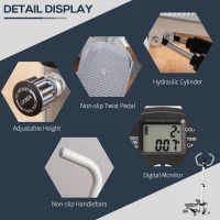 Stepper HOMCOM z uchwytem - Fitness Trener Domowy, małe urządzenie do ćwiczeń nóg i pośladków z ekranem LCD, regulowana prędkość, metal ABS, biały + szary 55 x 53 x 118-128 cm(m-4)