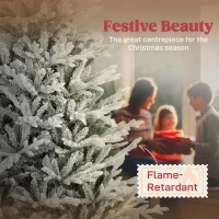 Sztuczna Choinka HOMCOM 180 cm, Świerk ze Sztucznym Śniegiem, 1976 Szczytów, Dekoracja Świąteczna, Zawiera Składany Metalowy Stojak do Wnętrz(m-4)