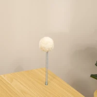 PawHut Legowisko dla kotów, Domek kociego schronienia w designie telewizora z zabawką, łóżko dla kota z poduszką, kosz dla kota, Dąb+Beż+Bielszy, 50 x 28 x 43 cm(m-9)