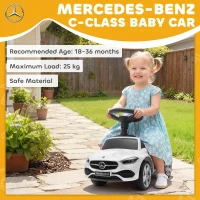 AIYAPLAY Mercedes-Benz klasy C Zjeżdżalnia dla dzieci, Pojazd z klaksonem, dźwiękami silnika, z miejscem na przechowywanie pod siedzeniem, dla dzieci w wieku 18-36 miesięcy, Biały(m-4)
