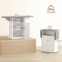 HOMCOM Bügelschrank auf Rollen, Bügeltisch mit klappbarer Bügelfläche, 131 x 37 x 89,5 cm, weiß(m-3)
