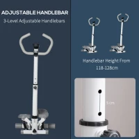 Stepper HOMCOM z uchwytem - Fitness Trener Domowy, małe urządzenie do ćwiczeń nóg i pośladków z ekranem LCD, regulowana prędkość, metal ABS, biały + szary 55 x 53 x 118-128 cm(m-6)