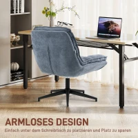 HOMCOM Criss Cross Office Chair, Armless Computer Desk Chair No Wheels with Wide Seat, Double-Tier Padding, Adjustable Height, Fabric Upholstery, for Home, Charcoal Grey(m-7)