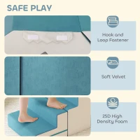 AIYAPLAY Baby Soft Play Set, 2-Piece Foam Climbing Blocks with Detachable Cover, Climb and Crawl Foam Blocks Interactive Toy for Toddlers 0.5-3 Years, Blue(m-5)