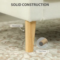 HOMCOM Modern Fabric Accent Chair, Tufted Upholstered Armchair with Wood Legs, Padded Cushion for Living Room, Bedroom, Office, Cream(m-7)