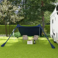 Outsunny Osłona Przeciwsłoneczna Parawan Słoneczny Wodoodporny UV- i Ochrona Przed Pogodą z Słupami z Stali, Torbą na Ramię, do Kempingu, Podróży, Rybołówstwa, Pikników 2,15 x 2 x 2 m, Niebieski(m-7)