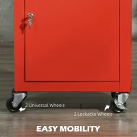 DURHAND 2 w 1 wózek warsztatowy z walizką, pusty wózek narzędziowy, wózek na narzędzia, zamykany kufer narzędziowy z uchwytem, stal, czerwony(m-6)