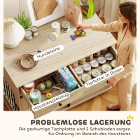 PawHut Hundebox auf Rädern, 2 Türen, 2 Schubladen, für mittlere und große Hunde, Holz, Stahl(m-4)