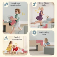 AIYAPLAY Baby Soft Play Set, 2-Piece Foam Climbing Blocks with Detachable Cover, Climb and Crawl Foam Blocks Interactive Toy for Toddlers 0.5-3 Years, Multicolour(m-6)