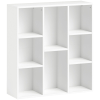 HOMCOM 3 Tier Bookshelf, Modern Cube Bookcase with 8 Open Storage Compartments, Freestanding Display Storage Unit for Living Room, Bedroom, Study, White