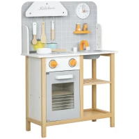 AIYAPLAY  Kids Play Kitchen Set, Pretend Play Children Kitchen with Stove, Sink Faucet, Oven, Cookware Accessories, for Toddlers Aged 3-6 Years Old, Grey(m-11)
