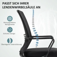 Fotel biurowy HOMCOM, regulacja wysokości, wsparcie lędźwiowe(m-6)