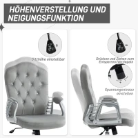 HOMCOM Krzesło Biurowe, Ergonomiczne z Funkcją Wippania, Obrotowe, Regulowane na Wysokość, Komputerowe z Błyszczącymi Kryształkami, Wykończenie Aksamitu, do Domowego Biura, Szare(m-5)