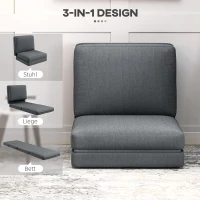 Sofa 3 w 1 HOMCOM, rozkładane, welurowe, z poduszkami(m-4)