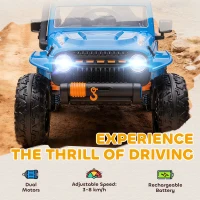 AIYAPLAY Elektryczny samochód dla dzieci, 12V z pilotem, 2 silniki, pojazd dziecięcy z klaksonem, LED, muzyką, siedzeniem dla rodzica i dziecka, 4 amortyzowane koła, dla dzieci 3-8 lat, Niebieski(m-4)