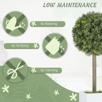 HOMCOM Set of 2 Decorative Artificial Plants, 45cm UV Resistant Faux Boxwood Topiary Balls with Plastic Pot and Flocking, Fake Plants for Indoor Outdoor Decor, Green(m-6)