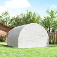 Outsunny Lona para estufa 3 x 3 m, filme de polietileno impermeável com porta enrolável, 6 janelas, proteção UV Branco(m-4)