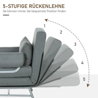 HOMCOM Fotel do spania, fotel tapicerowany, przekształcany w łóżko dla gości, ergonomiczny, ciemnoszary(m-5)