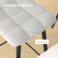 HOMCOM Zestaw Stołków Barowych, Skandynawski Design, Pokrycie z Weluru, Metalowa Rama, Antypoślizgowe Nogi, Jasnoszary(m-5)