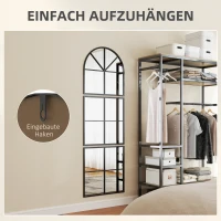 HOMCOM Split Arched Wall Mirror, Full Length Window Mirror for Living Room, Bedroom, Hallway, Wall Mounted, Shatterproof, Black(m-5)