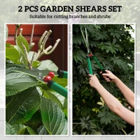 Zestaw nożyc ogrodowych Outsunny 2-częściowy, długość ostrza 40 cm, sekator z antyadhezyjnymi ostrzami metalowymi, 51 cm nożyce ogrodowe do cięcia żywopłotów i gałęzi(m-4)