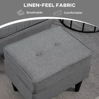 HOMCOM Oorfauteuil met Hocker in Linnen Look, Lendekussen, Loungefauteuil Modern Relaxfauteuil met Armleuning voor Woonkamer Grijs(m-7)