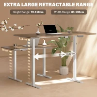 HOMCOM Electric Standing Desk Frame, Height Adjustable Sit Stand Desk Frame with Dual Motors, Memory Smart Panel and Collision Protection, Easy Assembly, White(m-4)