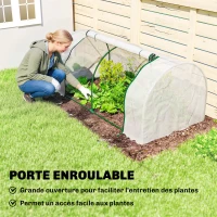 Outsunny Serre de jardin mini serre serre à tomates 2 x 1 x 0,8 m porte zippée bâche PE acier blanc(m-6)