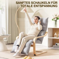 HOMCOM Birch Wood Lounge Chair, Upholstered Recliner Lounge Seat with Adjustable Footrest, Modern Armchair for Living Room, Bedroom, Balcony, Office, Light Grey(m-6)