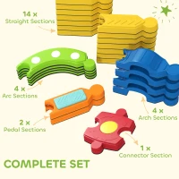 AIYAPLAY Belka Równoważna dla Dzieci, Małe Dzieci Belka Równoważna z 25 Kamieniami Balansowymi, Zabawki Montessori dla Dzieci w Pomieszczeniach i na Zewnątrz, Deska do Balansowania dla Koordynacji od 3-8 Lat, Kolorowa(m-4)