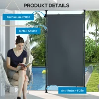 Outsunny Markiza Pionowa z Ochroną Przed Słońcem, Roleta Balkonowa 150 x 220-310cm, Zasłona Balkonowa z Korbką, Odporna na Pogodę, Ochrona Prywatności do Ogrodu, Poliester, Ciemnoszary(m-7)