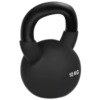 HOMCOM Kettlebell 10 KG, Kula Hantelowa z Żeliwa z Ochronną Powłoką Neoprenową, Kettlebell do Treningu Siłowego, Podnoszenia Ciężarów, Kondycji i Core - Czarny(m-11)