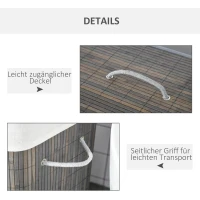 HOMCOM 100L wasmand wasbox wasmand met 3 handvatten afneembaar bamboe polyester katoen metaal bruin + wit 52 x 32 x 63 cm(m-7)