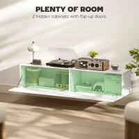 Wiszący stolik RTV HOMCOM 140 cm dla telewizorów do 65 cali, biały połysk(m-5)